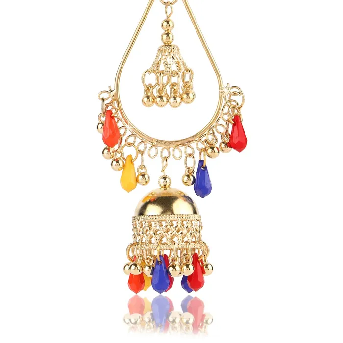 Yellow Chimes Necklaces Yellow Chimes Gold Plated Multicolor Beads Jhumka Earrings for Women and Girls