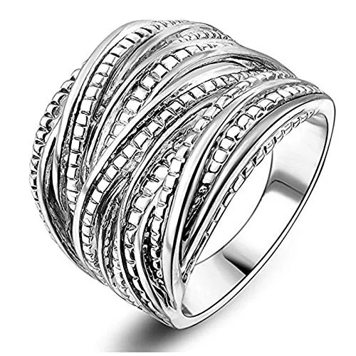 Yellow Chimes Necklaces Yellow Chimes Intertwined Crossover Statement Fashion Band Silver Plated Ring for Women and Girls Yellow Chimes Necklaces Yellow Chimes Intertwined Crossover Statement Fashion Band Silver Plated Ring for Women and Girls