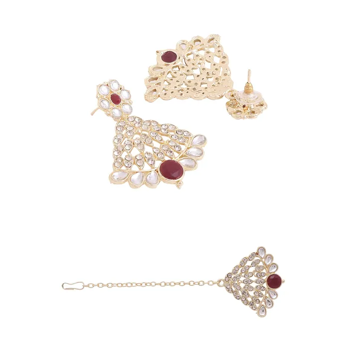 Yellow Chimes Necklaces Yellow Chimes Jewellery Set for Women and Girls Crystal Jewellery Set for Women Gold Tone Red Crystal Broad Choker Necklace Set Birthday Gift for girls and women Anniversary Gift for Wife