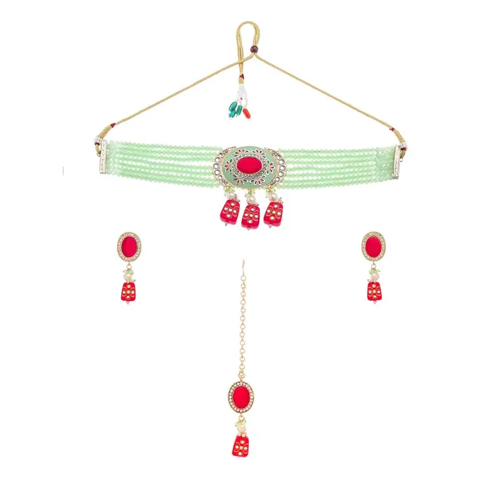 Yellow Chimes Necklaces Yellow Chimes Jewellery Set for Women Traditional Green Pink Beads Choker Necklace Set Ethnic Gold Plated Choker Set for Girls Birthday Gift for Girls and Women Anniversary Gift for Wife Yellow Chimes Necklaces Yellow Chimes Jewellery Set for Women Traditional Green Pink Beads Choker Necklace Set Ethnic Gold Plated Choker Set for Girls Birthday Gift for Girls and Women Anniversary Gift for Wife