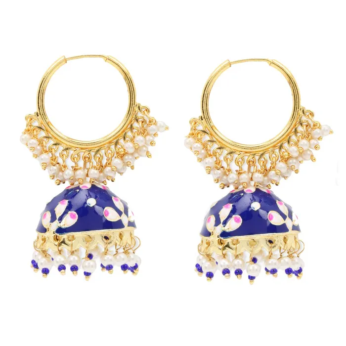 Yellow Chimes Necklaces Yellow Chimes Meenakari Handcrafted Gold toned Traditional Blue JhumkaJhumki Hoop Earrings for Women Girls Yellow Chimes Necklaces Yellow Chimes Meenakari Handcrafted Gold toned Traditional Blue JhumkaJhumki Hoop Earrings for Women Girls