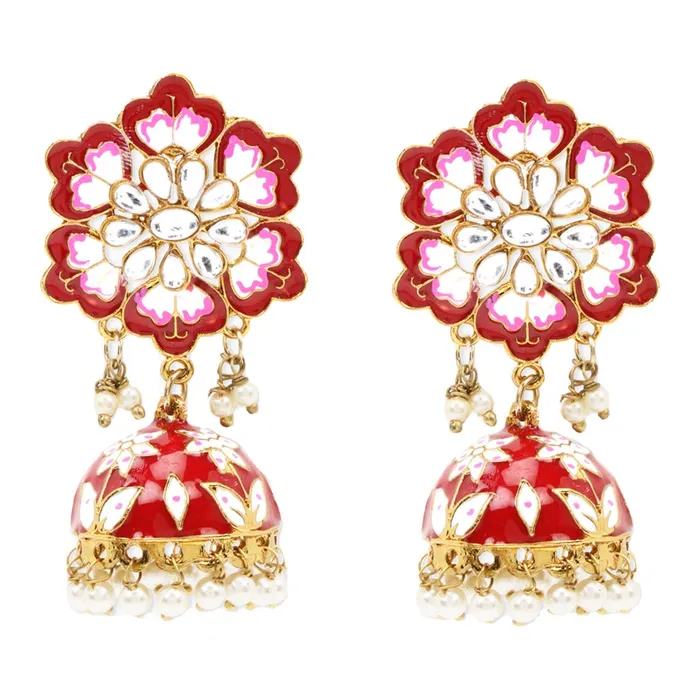 Yellow Chimes Necklaces Yellow Chimes Meenakari Jhumka Earrings Handcrafted Stylish Gold toned Traditional Flower JhumkaJhumki Earrings for Women Girls Red Yellow Chimes Necklaces Yellow Chimes Meenakari Jhumka Earrings Handcrafted Stylish Gold toned Traditional Flower JhumkaJhumki Earrings for Women Girls Red