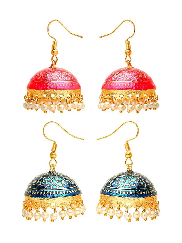Yellow Chimes Necklaces Yellow Chimes Meenakari Jumka Earrings with Ethnic Design Gold Plated Traditional Beads Combo of 2 pair for Women and Girls Yellow Chimes Necklaces Yellow Chimes Meenakari Jumka Earrings with Ethnic Design Gold Plated Traditional Beads Combo of 2 pair for Women and Girls