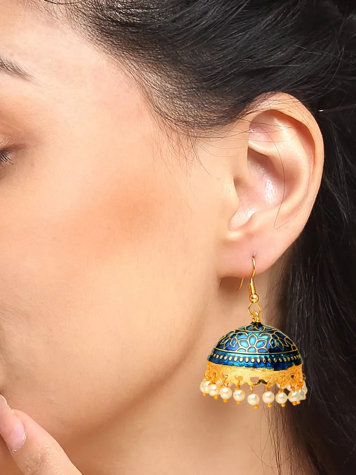 Yellow Chimes Necklaces Yellow Chimes Meenakari Jumka Earrings with Ethnic Design Gold Plated Traditional Beads Combo of 2 pair for Women and Girls
