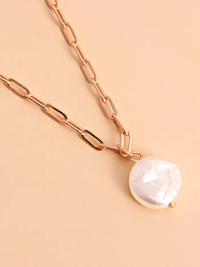 Yellow Chimes Necklaces Yellow Chimes Necklace For Women Layered Gold Tone Pearl Studded Charm Pendant Chain For Women and Girls