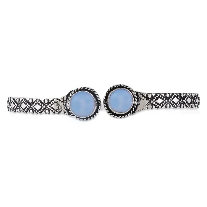 Yellow Chimes Necklaces Yellow Chimes Oxidised Silver Bracelet for Women Silver Oxidised Combo of 3 Pcs Vintage Look Kolhapuri Stones Open Kada Bangle Bracelet for Women and Girls
