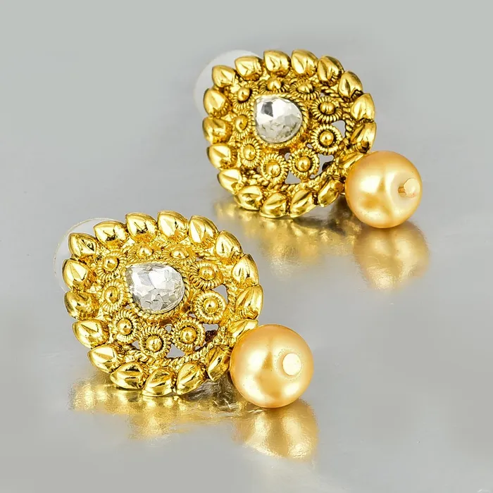 Yellow Chimes Necklaces Yellow Chimes Paisley Pearl Drop Indian Traditional Earrings for Women and Girls