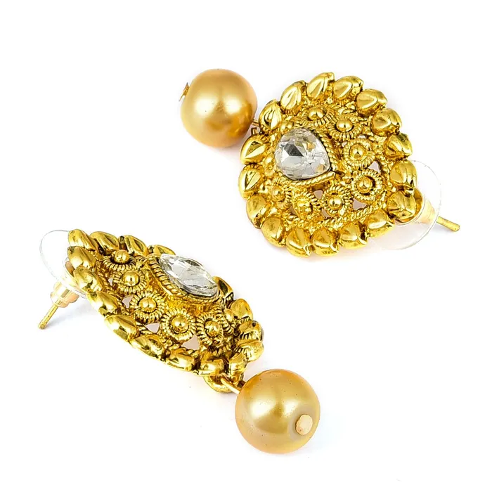 Yellow Chimes Necklaces Yellow Chimes Paisley Pearl Drop Indian Traditional Earrings for Women and Girls