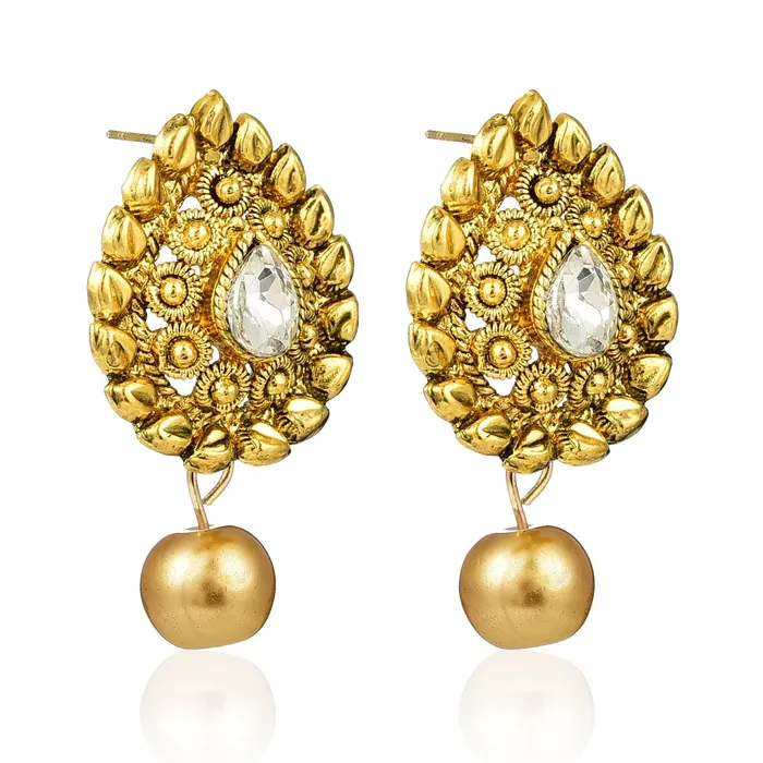 Yellow Chimes Necklaces Yellow Chimes Paisley Pearl Drop Indian Traditional Earrings for Women and Girls