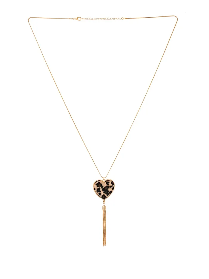 Yellow Chimes Necklaces Yellow Chimes Pendant for Women and Girls Fashion Long Chain Pendant Set for Women Gold Plated Heart Pendent Necklace Set with Earrings Birthday Gift for Girls and Women