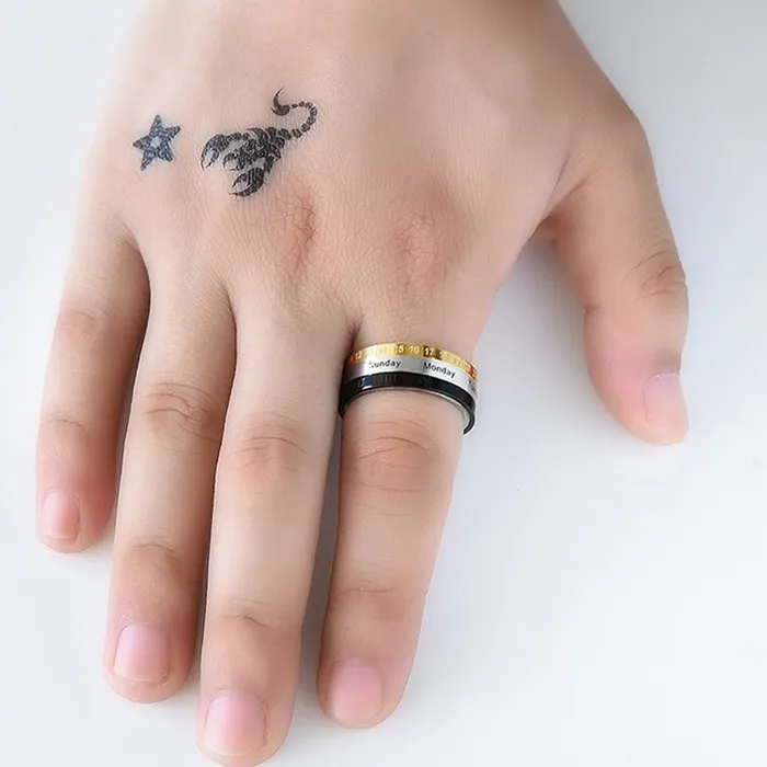 Yellow Chimes Necklaces Yellow Chimes Revolving Calender Stainless Steel Rings for Men and Boys