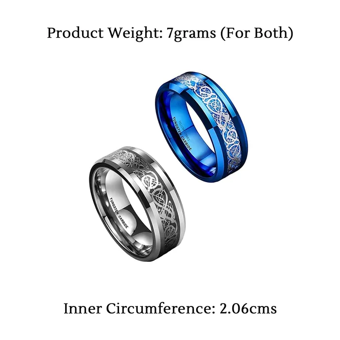 Yellow Chimes Necklaces Yellow Chimes Rings for Men 2 Pcs Combo Dragon Celtic Inlay Polish Finish Titanium Steel Rings for Men Boys Combo6 US 9