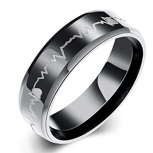 Yellow Chimes Necklaces Yellow Chimes Rings for Men Black Colored Band Heartbeat Love Message Stainless Steel Ring for Men and Boys Yellow Chimes Necklaces Yellow Chimes Rings for Men Black Colored Band Heartbeat Love Message Stainless Steel Ring for Men and Boys
