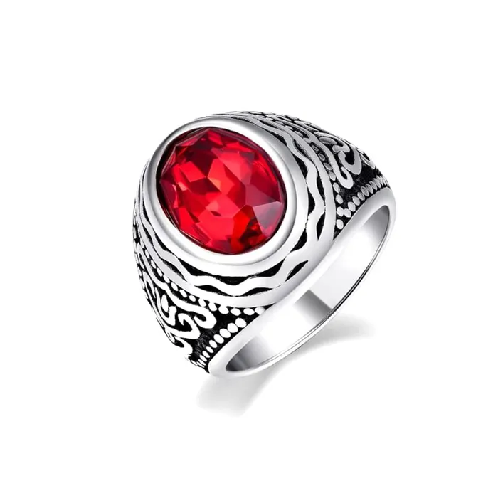 Yellow Chimes Necklaces Yellow Chimes Rings for Men Stainless Steel Ring Red Crystal Carved Design Ring for Men and Boys Yellow Chimes Necklaces Yellow Chimes Rings for Men Stainless Steel Ring Red Crystal Carved Design Ring for Men and Boys