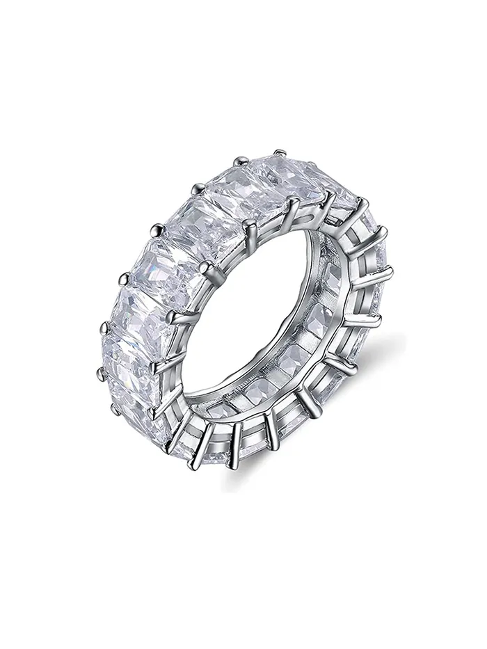 Yellow Chimes Necklaces Yellow Chimes Rings for Women White Crystal Rings Silver Plated Eternity Crystal Band Rings for Women and Girls