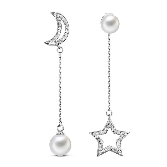 Yellow Chimes Necklaces Yellow Chimes Silver Plated Mismatched Asymmetric Crystal Pearl Open Moon Star Dangle Drop Earrings for Women and Girls silver white medium YCFJERMMSTRMONWH Yellow Chimes Necklaces Yellow Chimes Silver Plated Mismatched Asymmetric Crystal Pearl Open Moon Star Dangle Drop Earrings for Women and Girls silver white medium YCFJERMMSTRMONWH