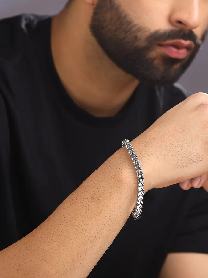 Yellow Chimes Necklaces Yellow Chimes Silver Stainless Steel Bracelet For Mens And Boys