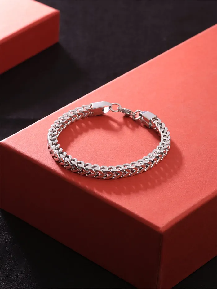 Yellow Chimes Necklaces Yellow Chimes Silver Stainless Steel Bracelet For Mens And Boys
