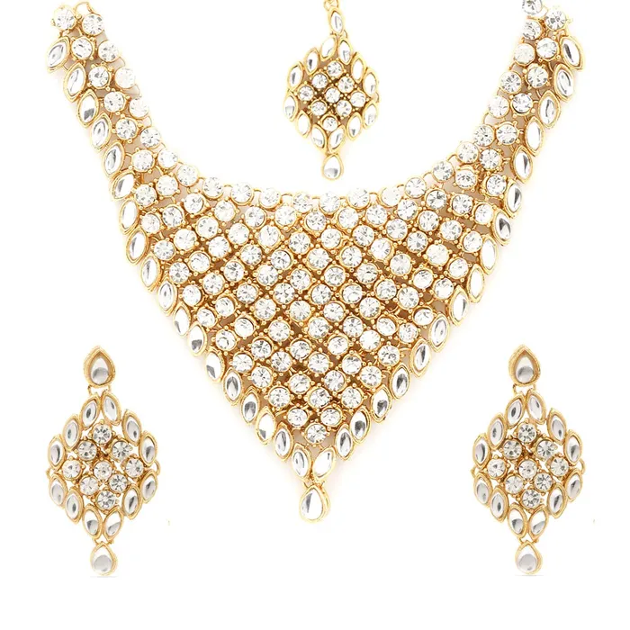 Yellow Chimes Necklaces Yellow Chimes Stylish Kundan Dulhan Jewellery Set Gold Plated Traditional White Choker Bridal Necklace Set for Women Girls Yellow Chimes Necklaces Yellow Chimes Stylish Kundan Dulhan Jewellery Set Gold Plated Traditional White Choker Bridal Necklace Set for Women Girls