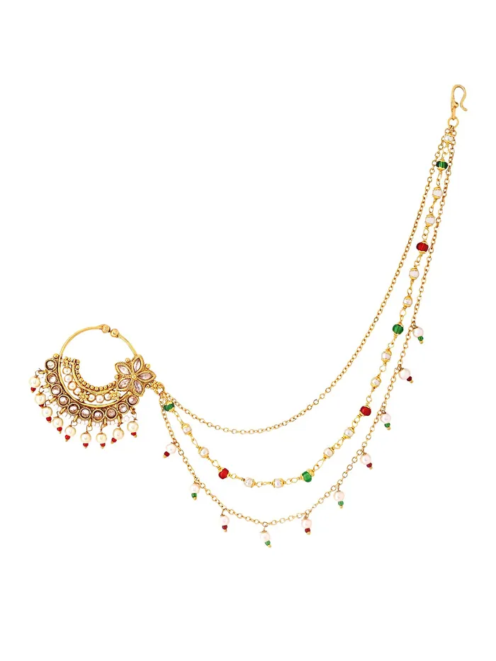 Yellow Chimes Nose Pin for Women Gold Toned Non Piercing Crystal Studded Beads Chain and Floral Designed Nose Pin with Chain for Women and Girls Yellow Chimes Necklaces Yellow Chimes Nose Pin for Women Gold Toned Non Piercing Crystal Studded Beads Chain and Floral Designed Nose Pin with Chain for Women and Girls Yellow Chimes Necklaces