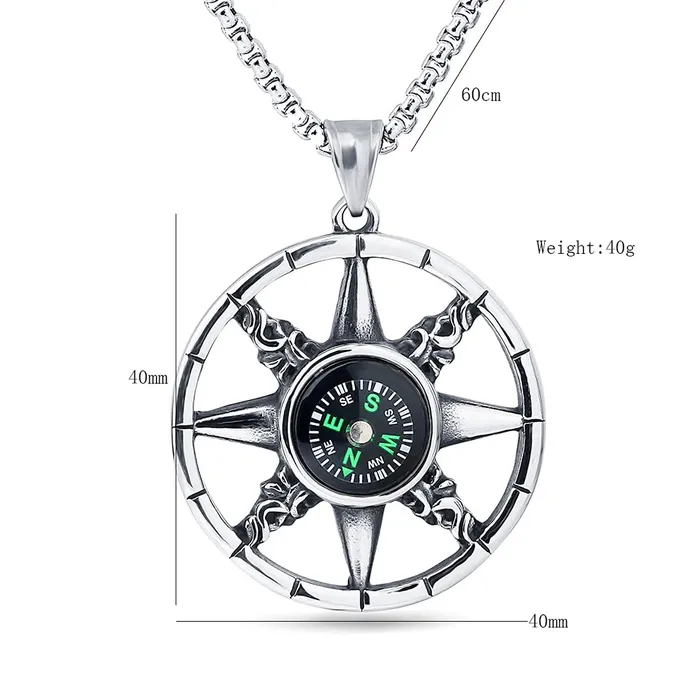 Yellow Chimes Pendant for Men and Boys Silver Pendants For Men Stainless Steel Compass Chain Pendant Chain for Men Birthday Gift for Men and Boys Anniversary Gift for Husband Yellow Chimes Earrings