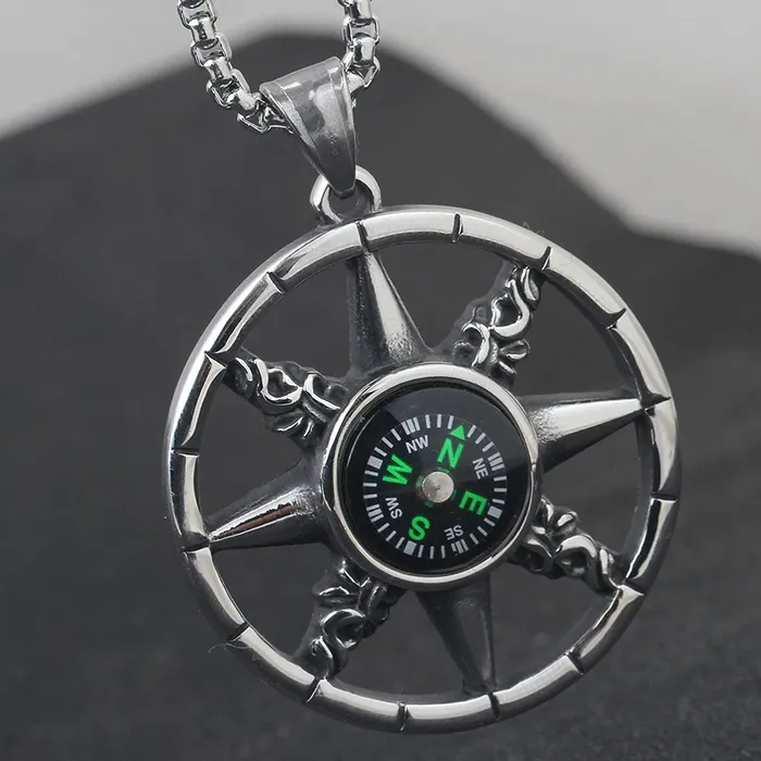 Yellow Chimes Pendant for Men and Boys Silver Pendants For Men Stainless Steel Compass Chain Pendant Chain for Men Birthday Gift for Men and Boys Anniversary Gift for Husband Yellow Chimes Earrings
