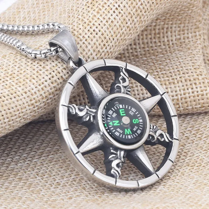 Yellow Chimes Pendant for Men and Boys Silver Pendants For Men Stainless Steel Compass Chain Pendant Chain for Men Birthday Gift for Men and Boys Anniversary Gift for Husband Yellow Chimes Earrings