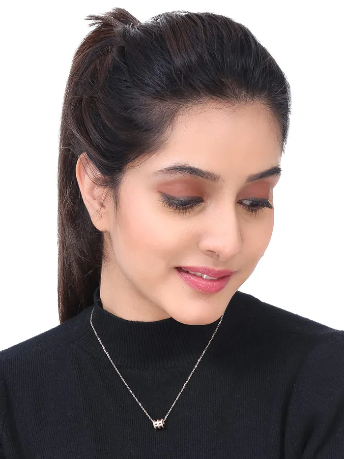 Yellow Chimes Pendant for Women Statement Style Rose Gold Plated Stainless Steel Chain Pendant Necklace for Women and Girls Yellow Chimes Earrings