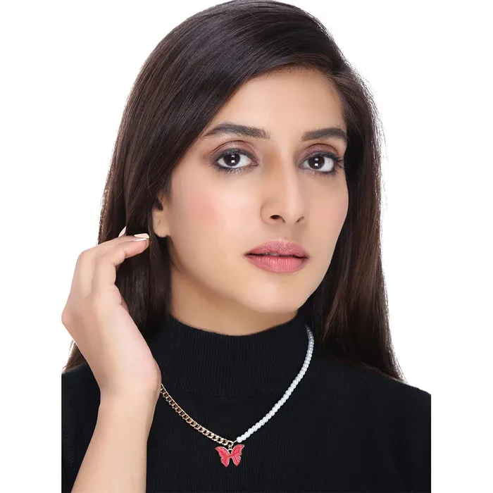 Yellow Chimes Pendant Set for Women White Crystal Pendant Silver Plated Chain Pendant Necklace with Earrings for Women and Girls Yellow Chimes Earrings