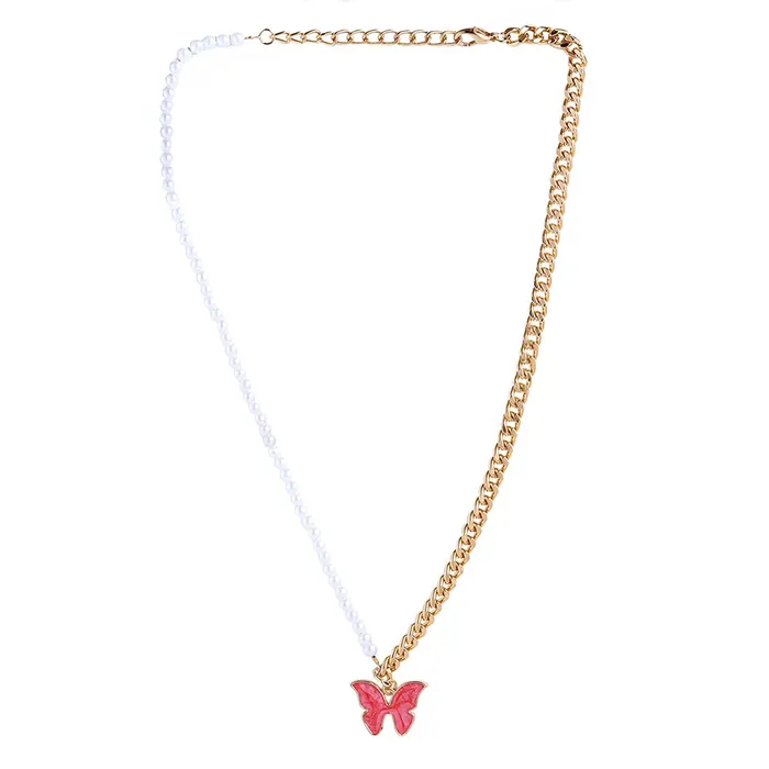 Yellow Chimes Pendant Set for Women White Crystal Pendant Silver Plated Chain Pendant Necklace with Earrings for Women and Girls Yellow Chimes Earrings