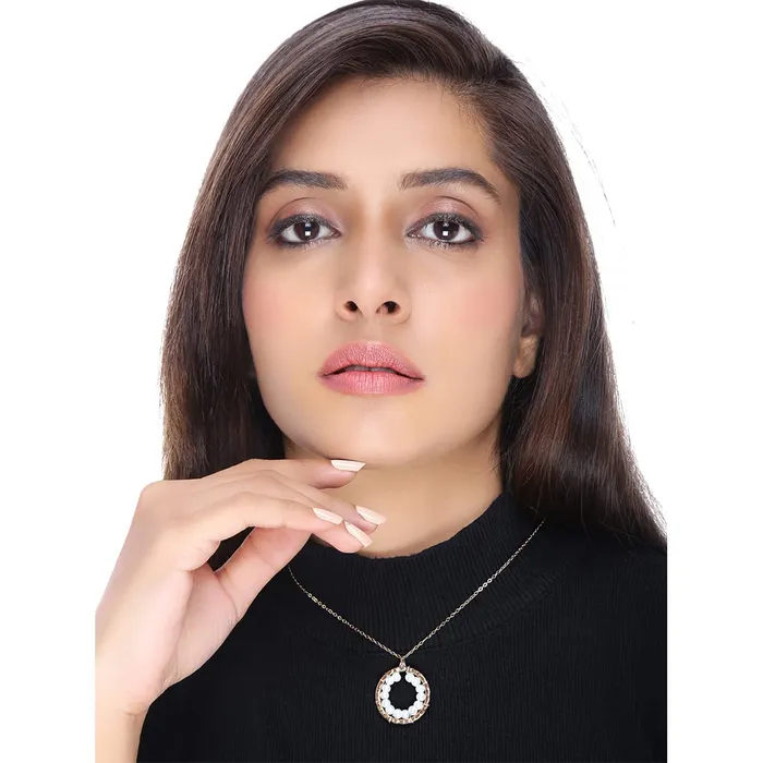 Yellow Chimes Pendant Set for Women White Crystal Pendant Silver Plated Chain Pendant Necklace with Earrings for Women and Girls Yellow Chimes Earrings