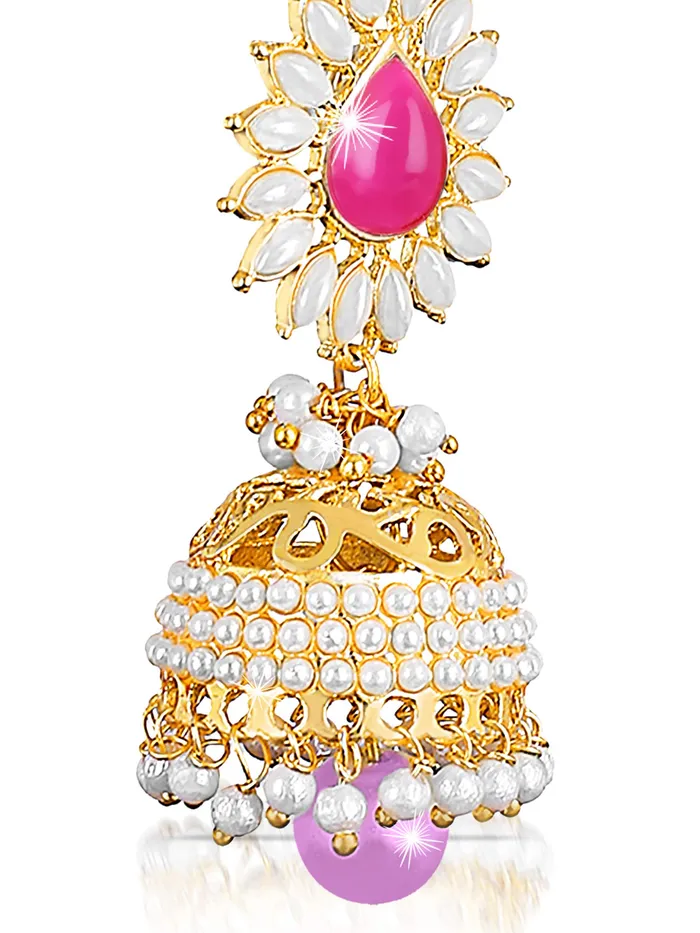 Yellow Chimes PreStyled Sets Yellow Chimes Ethnic Gold Plated Traditional Pearl Moti Jhumka Earrings for Women and Girls