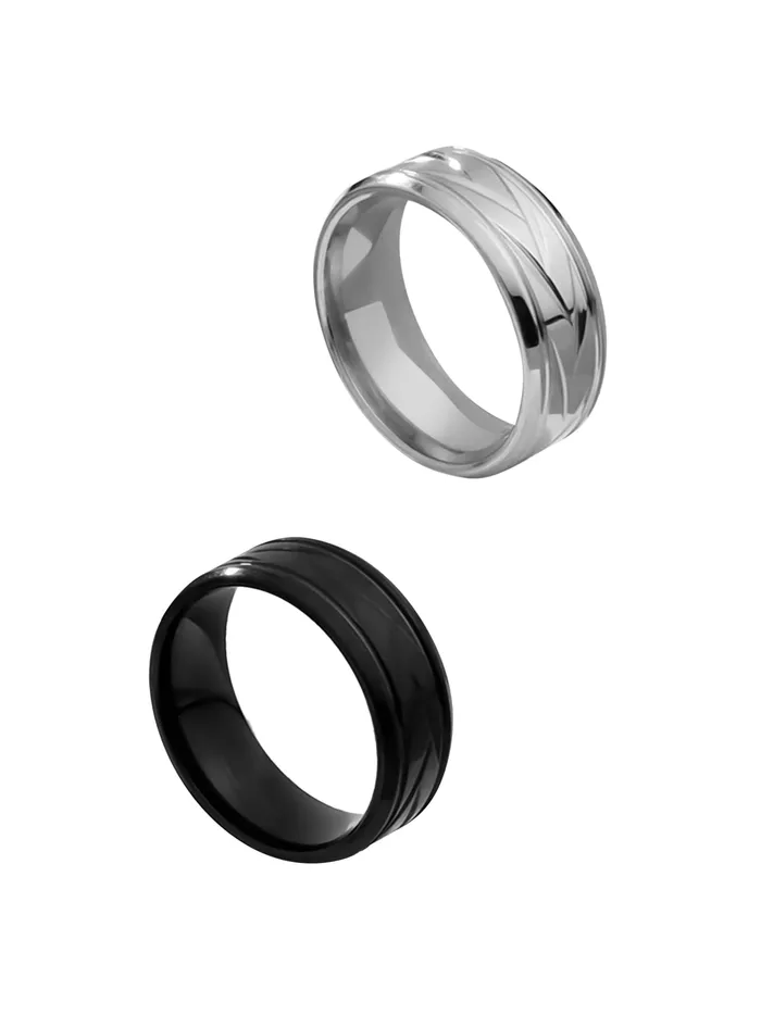 Yellow Chimes Rings Combo of 2 Mens Silver Black Stainless Steel Band Rings Size 9 Comfortable Fit Elegant Design Yellow Chimes Rings Combo of 2 Mens Silver Black Stainless Steel Band Rings Size 9 Comfortable Fit Elegant Design
