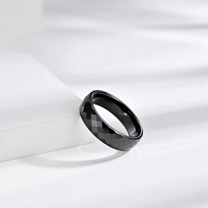 Yellow Chimes Rings for Men Black Band Ring Stainless Steel Ceramic Top Design Band Ring for Men and Boys Yellow Chimes Necklaces
