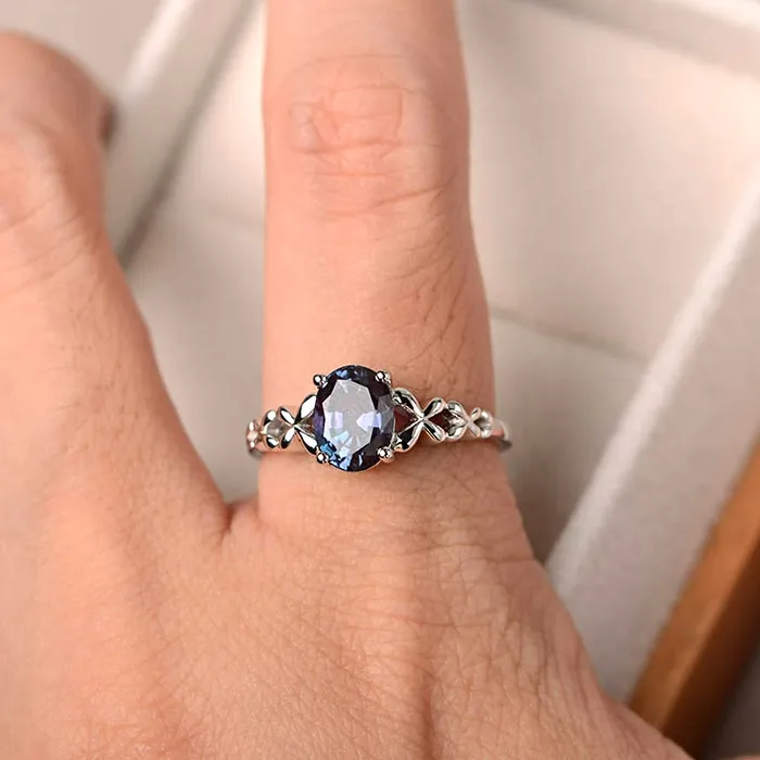 Yellow Chimes Rings for Women and Girls Blue Color Ring Silver Tone Blue Crystal Studded Finger Ring for Women Birthday Gift For girls and women Anniversary Gift for Wife Yellow Chimes Bracelets