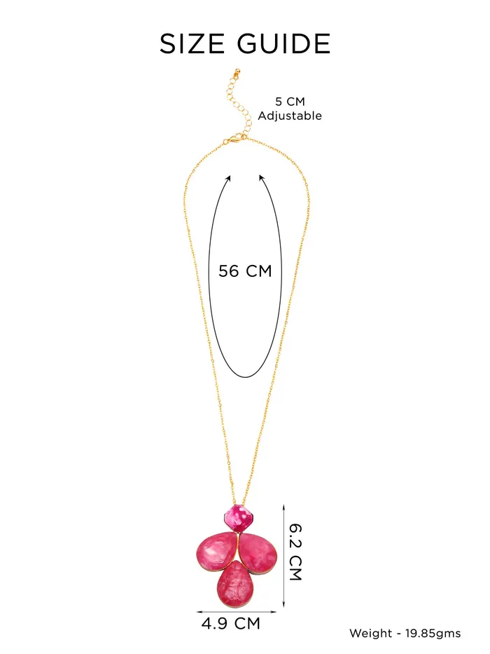Yellow Chimes Rings Gold Plated Long Chain Necklace Pink Stone Pendant 61 cm Womens Jewelry Birthday Anniversary Gift