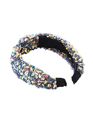 Yellow Chimes Rings Kairangi Hair Band for Women Girls Glitter Sparkly Headband for Women Knot Fabric Hair Band for Girls Multicolor Turban Headband Cross Knot Hair Bands Elastic