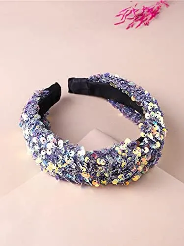 Yellow Chimes Rings Kairangi Hair Band for Women Girls Glitter Sparkly Headband for Women Knot Fabric Hair Band for Girls Multicolor Turban Headband Cross Knot Hair Bands Elastic