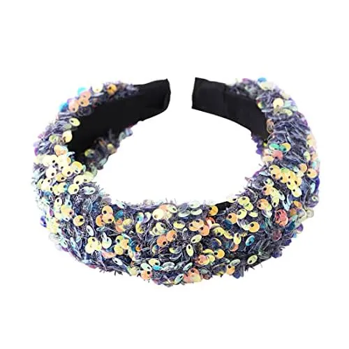 Yellow Chimes Rings Kairangi Hair Band for Women Girls Glitter Sparkly Headband for Women Knot Fabric Hair Band for Girls Multicolor Turban Headband Cross Knot Hair Bands Elastic