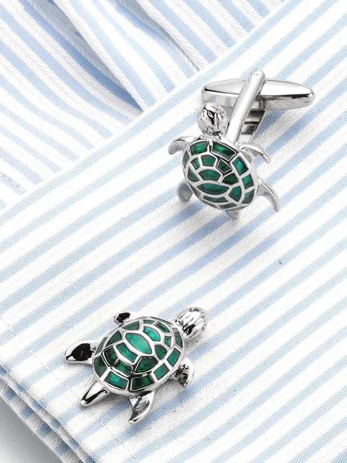 Yellow Chimes Rings Yellow Chimes Cufflinks for Men and Boys Green Cuff links Formal Stainless Steel Good Luck Tortoise Design Cufflink Birthday Gift for Men and Boys Anniversary Gift for Husband