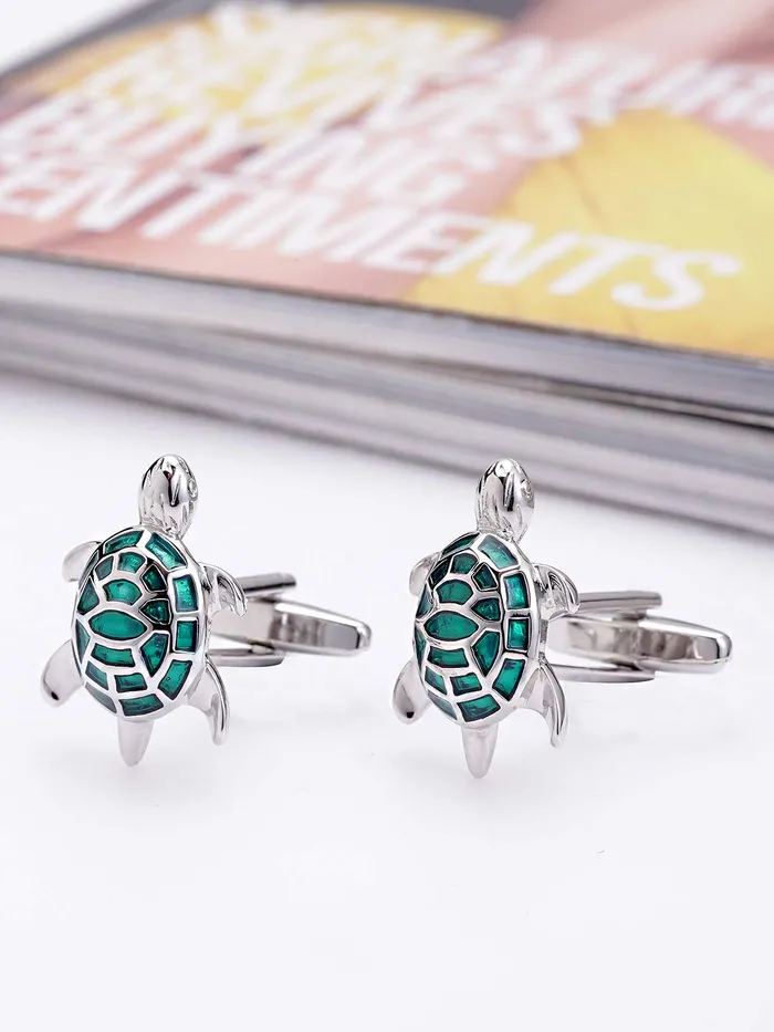 Yellow Chimes Rings Yellow Chimes Cufflinks for Men and Boys Green Cuff links Formal Stainless Steel Good Luck Tortoise Design Cufflink Birthday Gift for Men and Boys Anniversary Gift for Husband