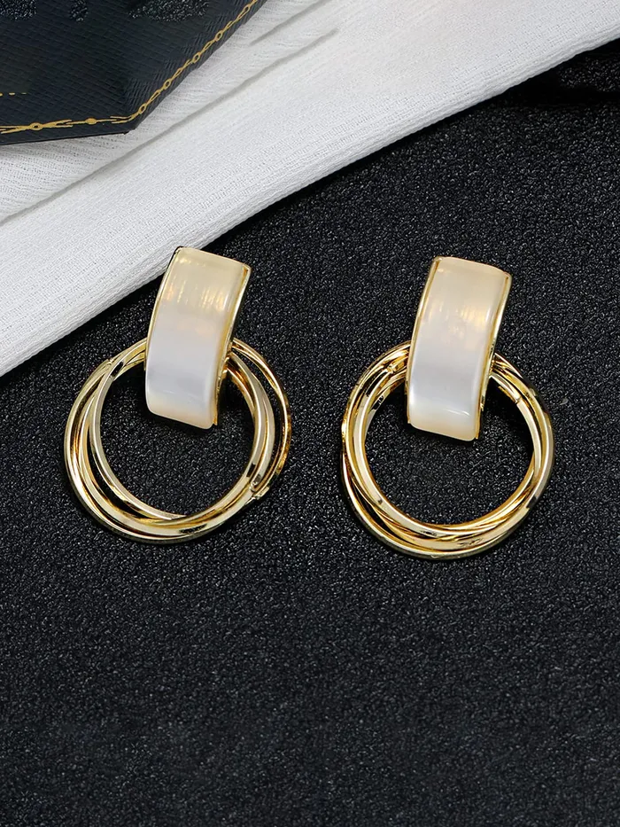 Yellow Chimes Rings Yellow Chimes Earrings for Women and Girls Drop Earrings Gold Plated Circle Shaped Drop Earrings Birthday Gift for girls and women Anniversary Gift for Wife