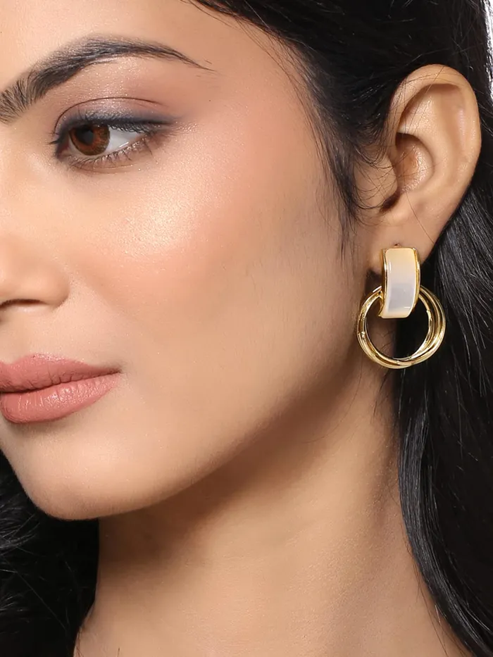 Yellow Chimes Rings Yellow Chimes Earrings for Women and Girls Drop Earrings Gold Plated Circle Shaped Drop Earrings Birthday Gift for girls and women Anniversary Gift for Wife