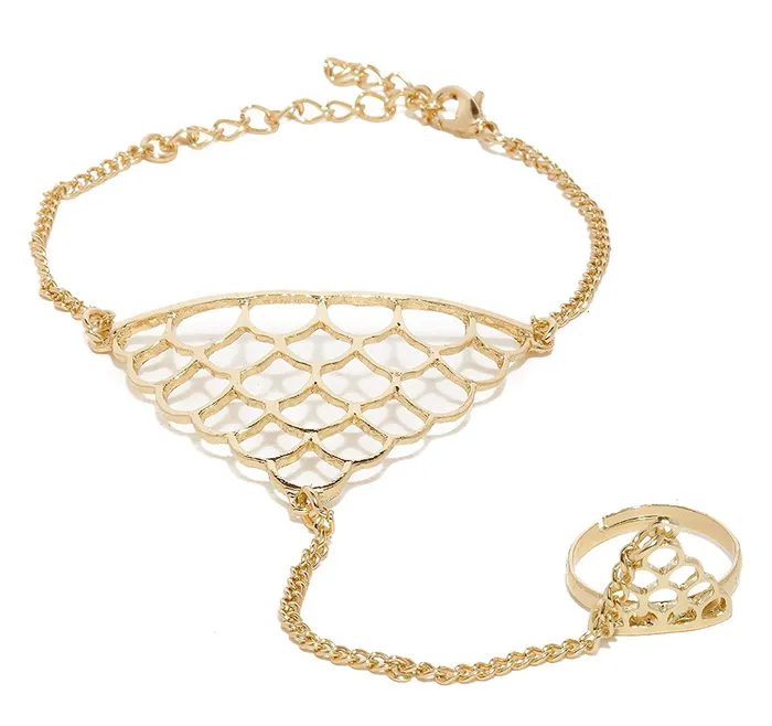 Yellow Chimes Rings Yellow Chimes Gold Plated Strand Ring Bracelet for Women and Girls