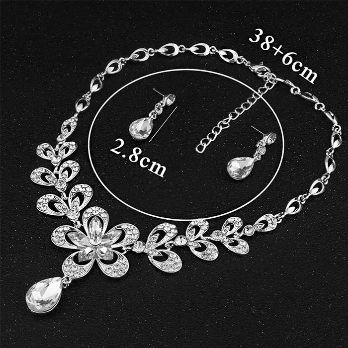 Yellow Chimes Rings Yellow Chimes Jewellery Set For Women Silver Toned Floral Designed Crystal Necklace Set For Women and Girls