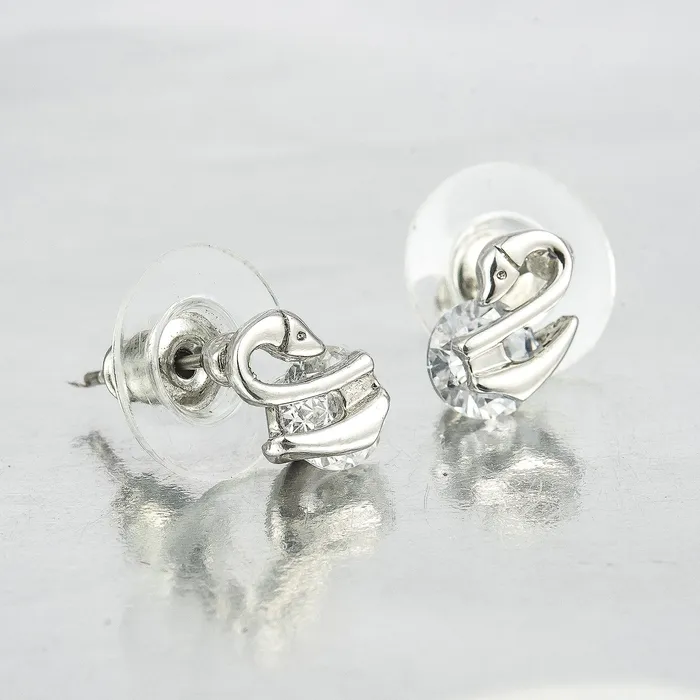 Yellow Chimes Rings Yellow Chimes Moxie Collection Swan Silver Earrings for Women and Girls