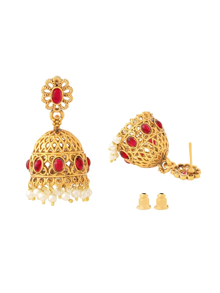 Yellow Chimes Rings Yellow Chimes Necklace Set for Women And Girls Traditional Jewellery Set for Women GoldPlated Temple Necklace Set StoneStudded Necklace Set For Women Girls