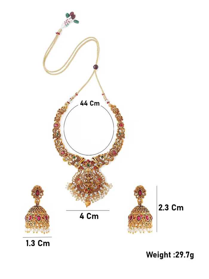 Yellow Chimes Rings Yellow Chimes Necklace Set for Women And Girls Traditional Jewellery Set for Women GoldPlated Temple Necklace Set StoneStudded Necklace Set For Women Girls