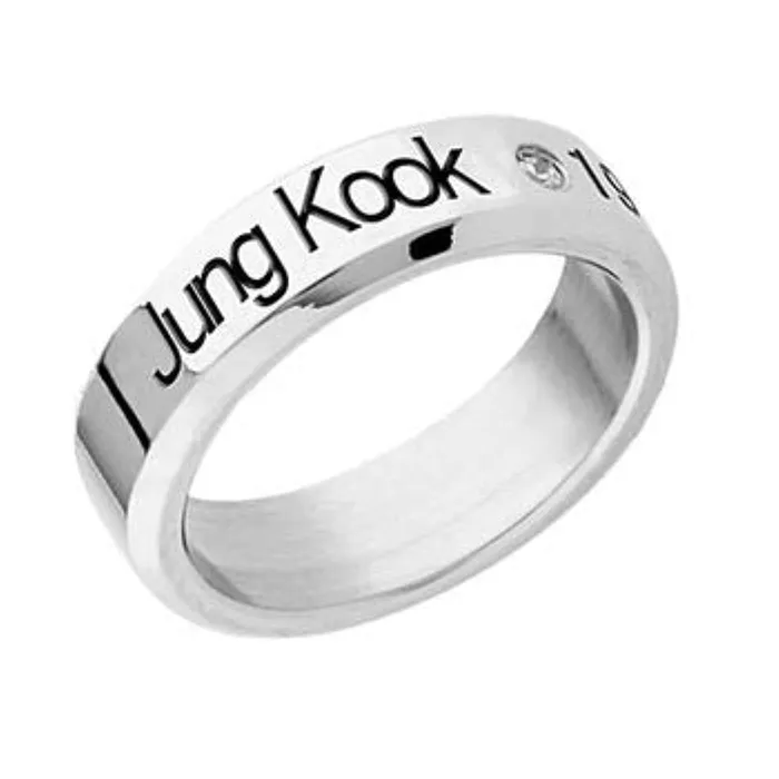 Yellow Chimes Rings Yellow Chimes Rings for Men Kpop Bts Band Jung Kook Name and Dob Mens Stainless Steel Band Designed Ring for Men and Boys