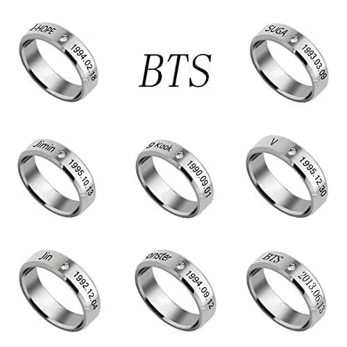 Yellow Chimes Rings Yellow Chimes Rings for Men Kpop Bts Band Jung Kook Name and Dob Mens Stainless Steel Band Designed Ring for Men and Boys